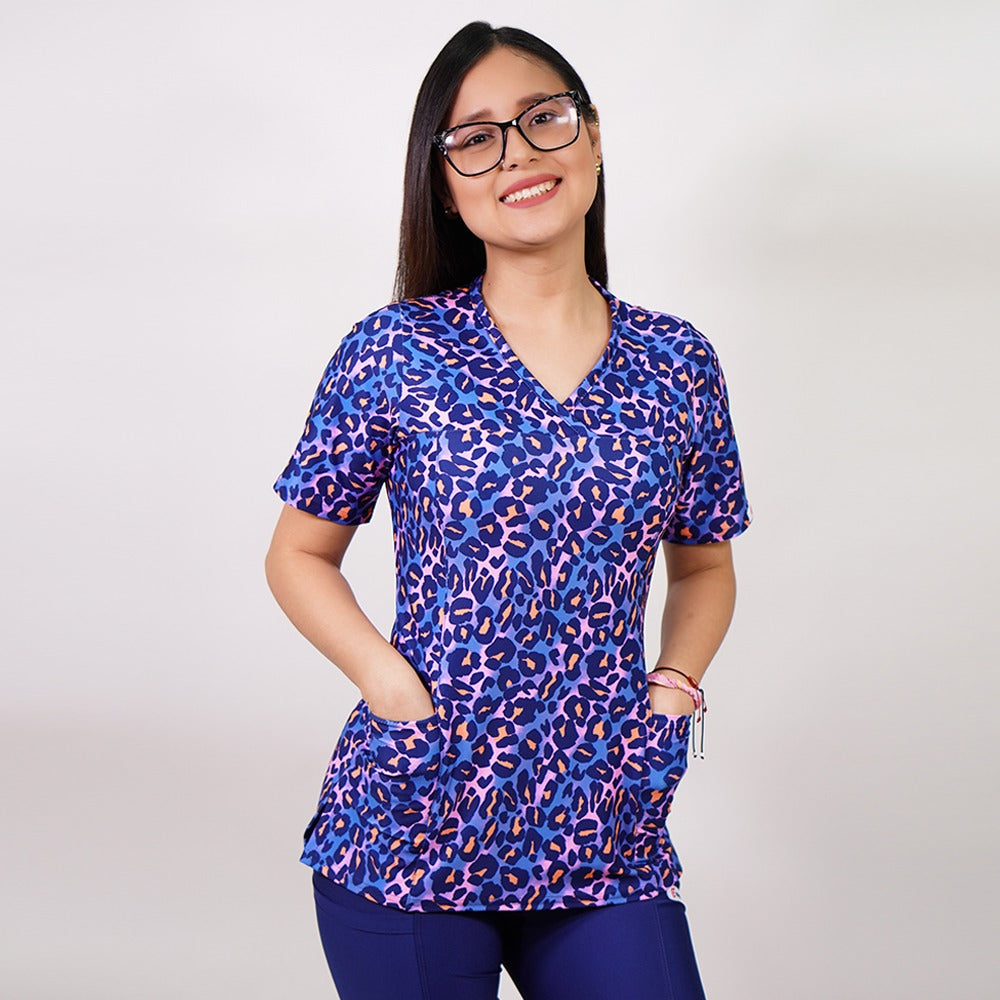 Top Elasticado Print Blue